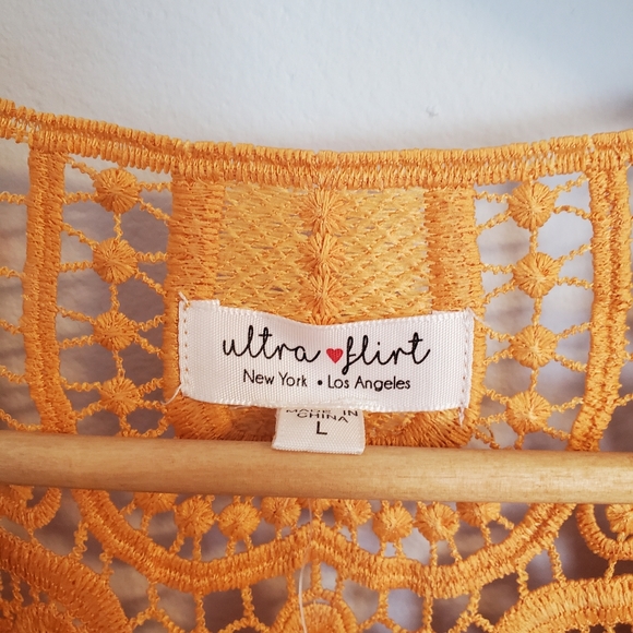 Ultra Flirt Juniors' Floral Lace-Back T-Shirt Orange Size Large - Picture 8 of 12